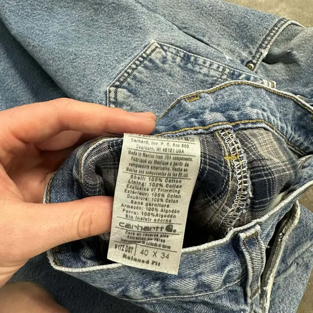 Carhartt B172 DST Flannel Lined Relaxed Fit Denim Jeans Size 40x34